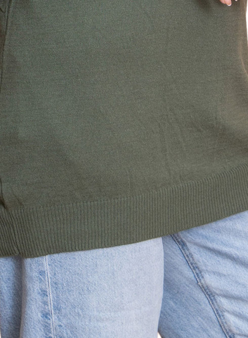 Olive Round Knit Pullover - Khotwh